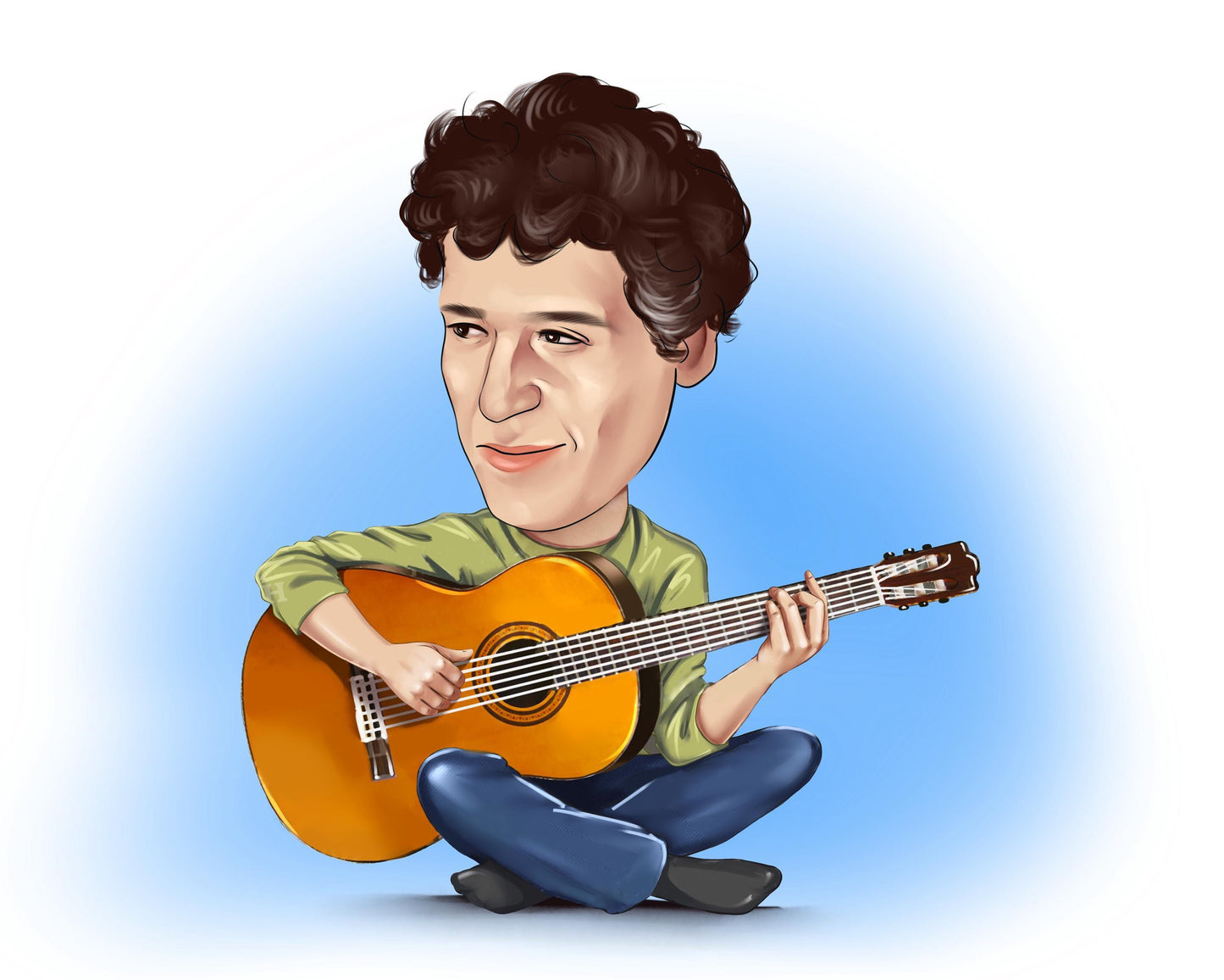 Gitarrist Karikatur vom Foto
