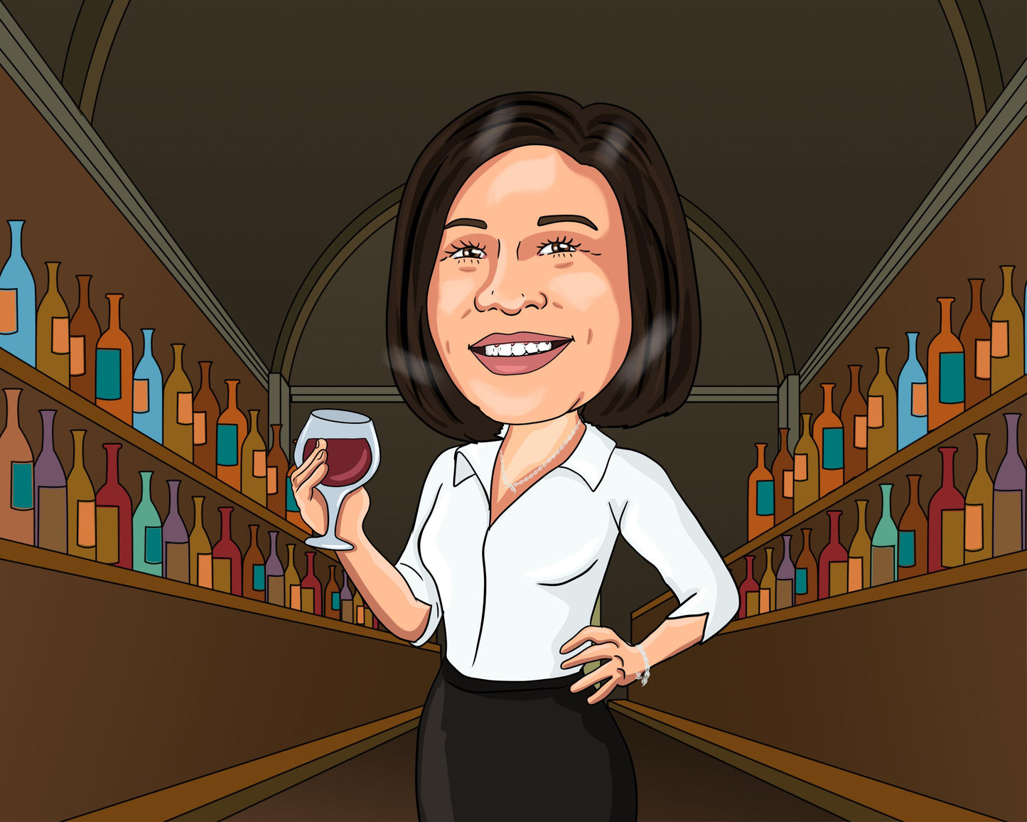 Weinliebhaber Karikatur vom Foto