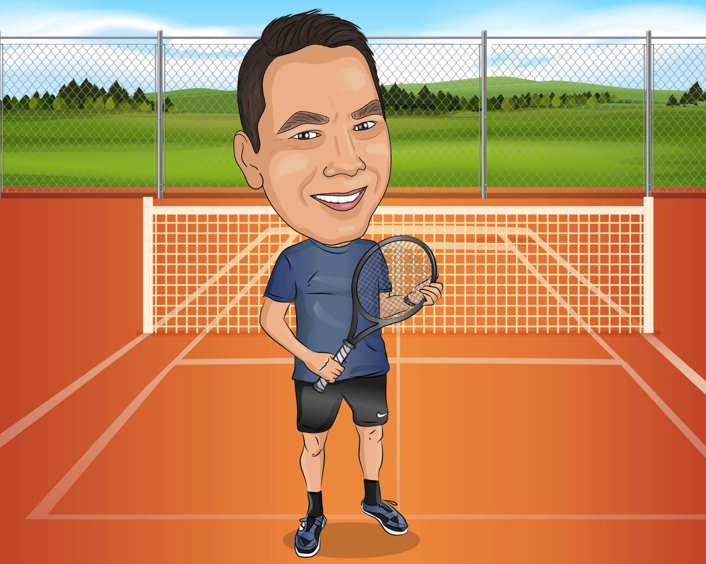 Tennisspieler Karikatur vom Foto