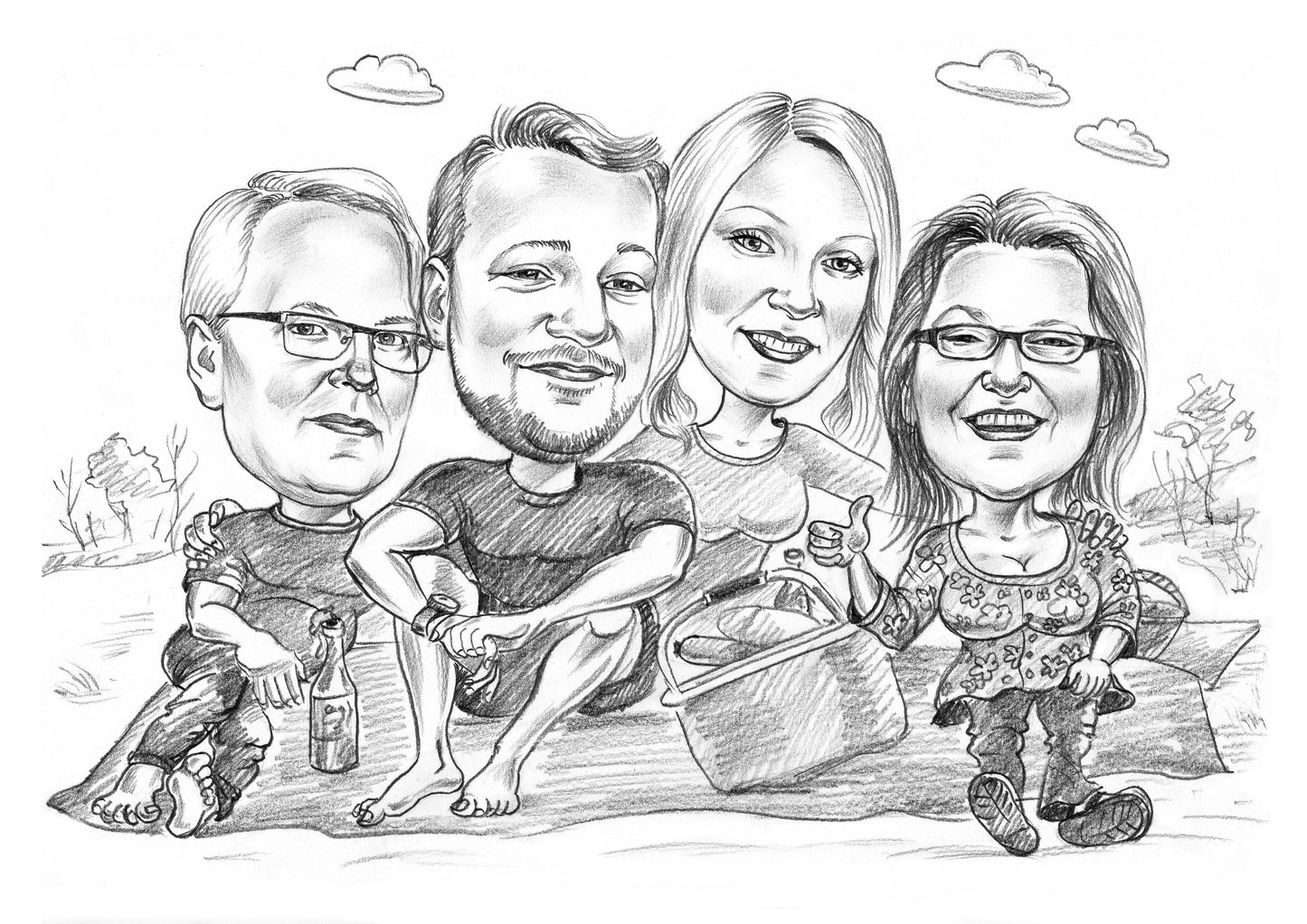 Gruppo - Caricatura a figura intera (matita)