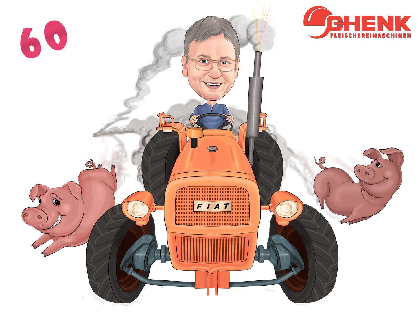 Caricature avec la voiture ou la moto