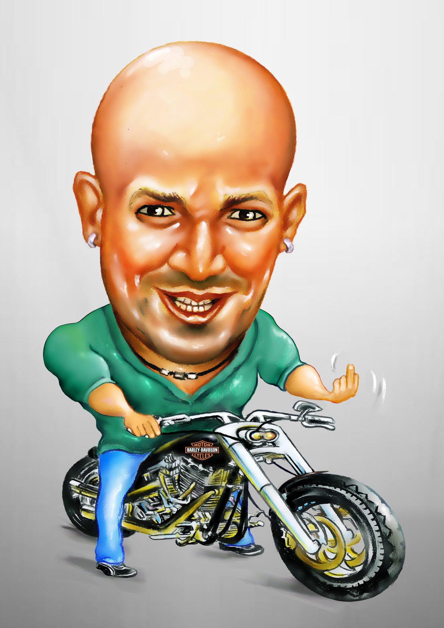 1 personne - Caricature en couleur en corps entier (crayon)