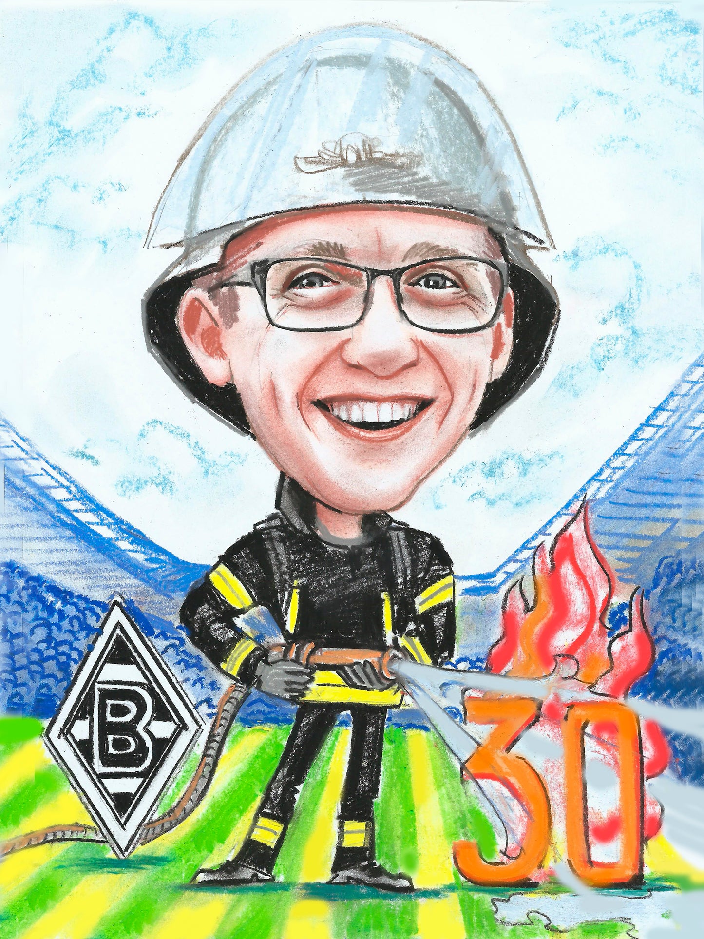 1 personne - Caricature en couleur en corps entier (crayon)