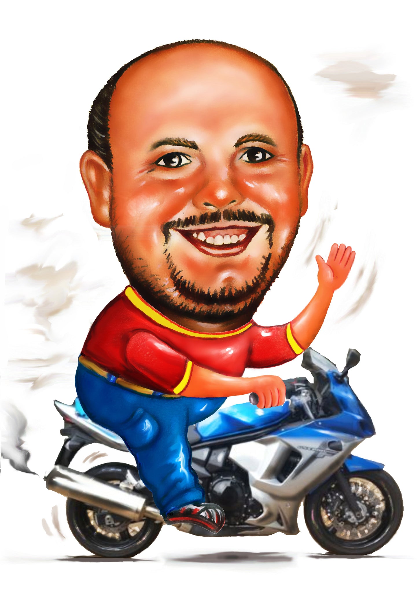 1 personne - Caricature en couleur en corps entier (crayon)