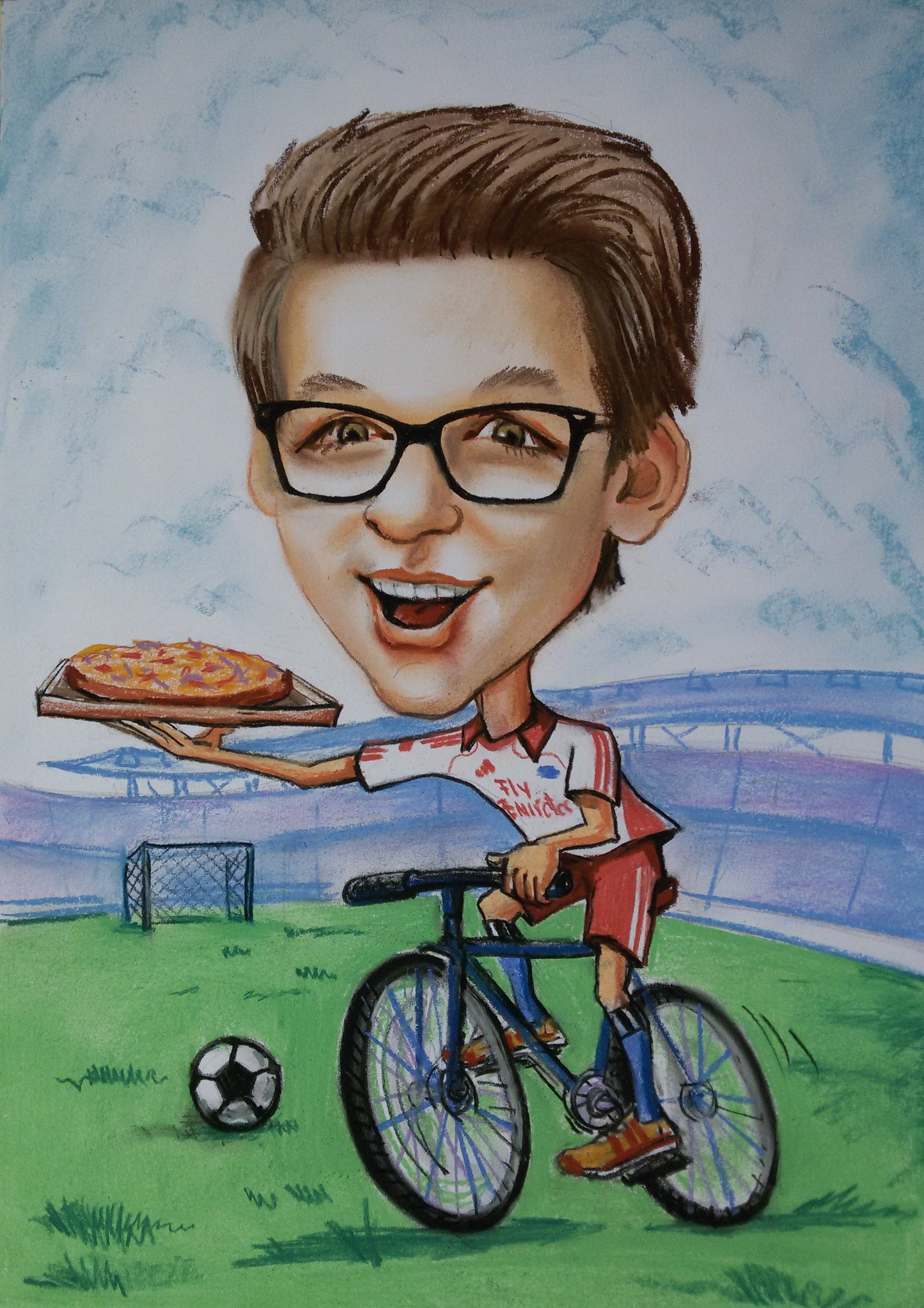 1 personne - Caricature en couleur en corps entier (crayon)