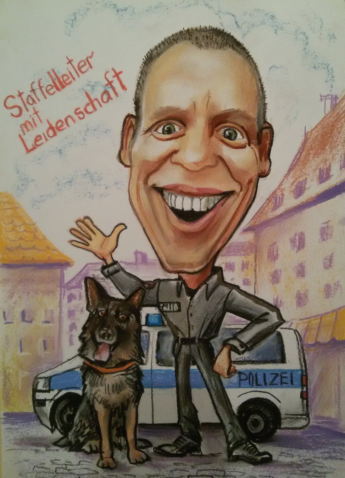 1 personne - Caricature en couleur en corps entier (crayon)