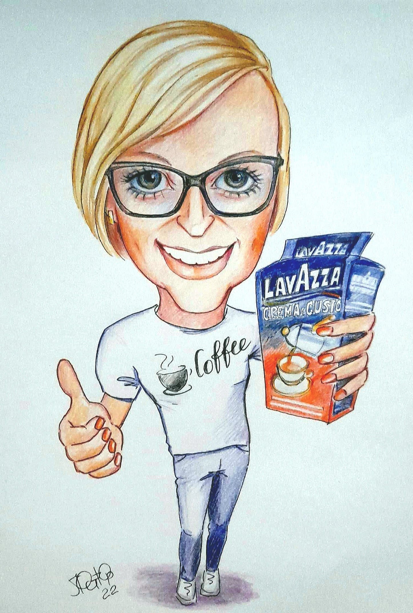 1 personne - Caricature en couleur en corps entier (crayon)