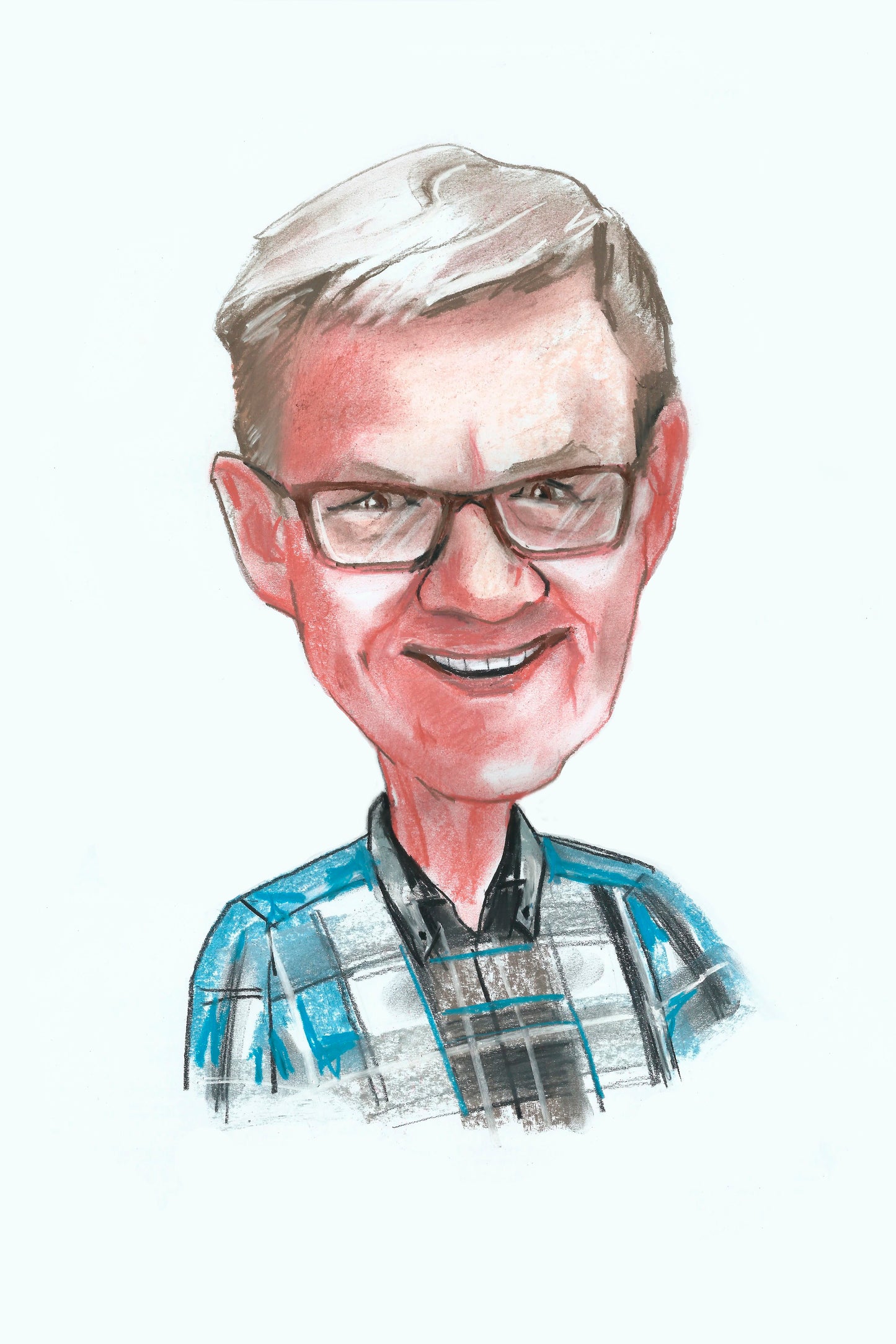 1 personne - Portrait caricatural en couleur (crayon)