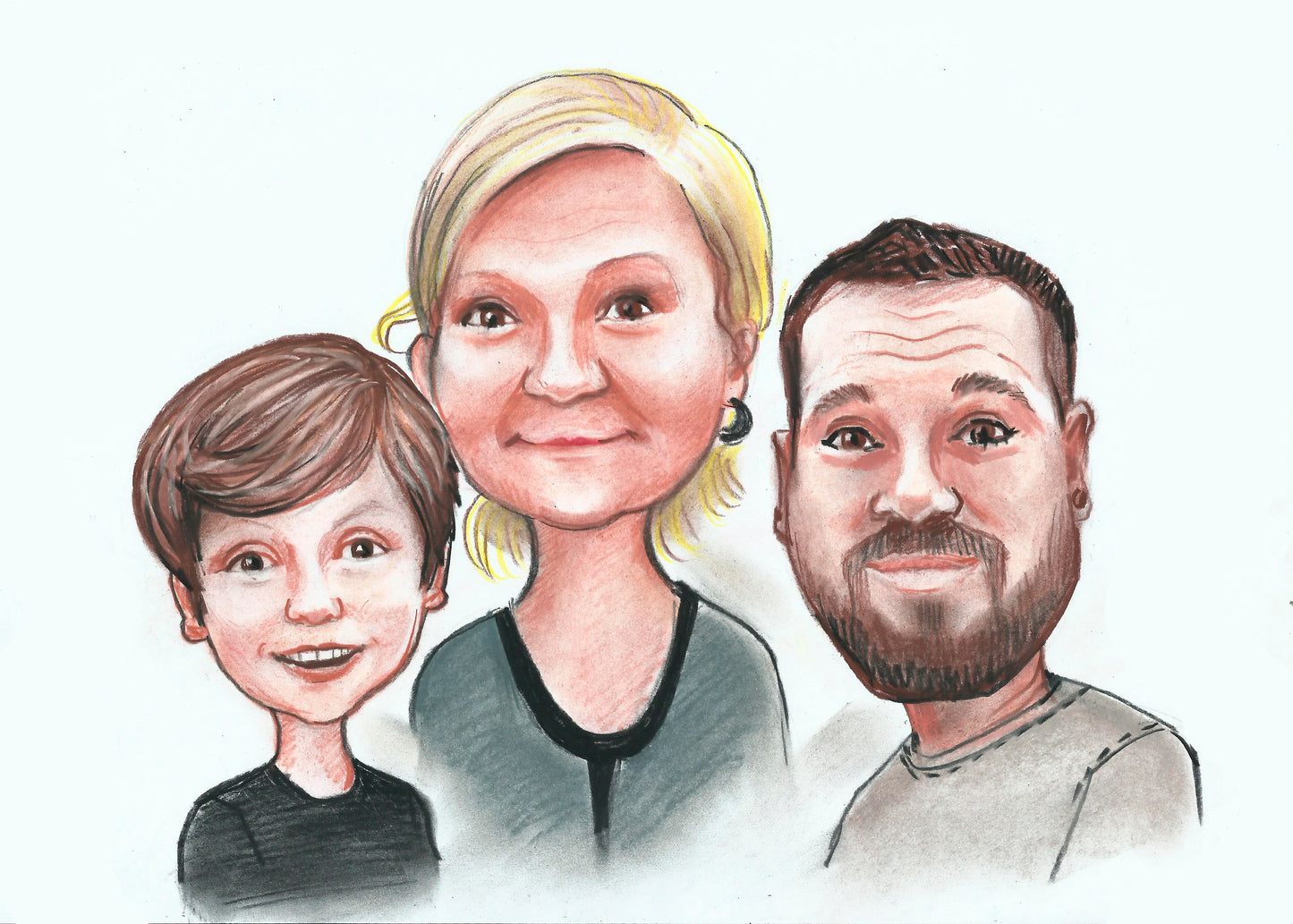 Groupe - Portrait caricatural coloré (crayon)