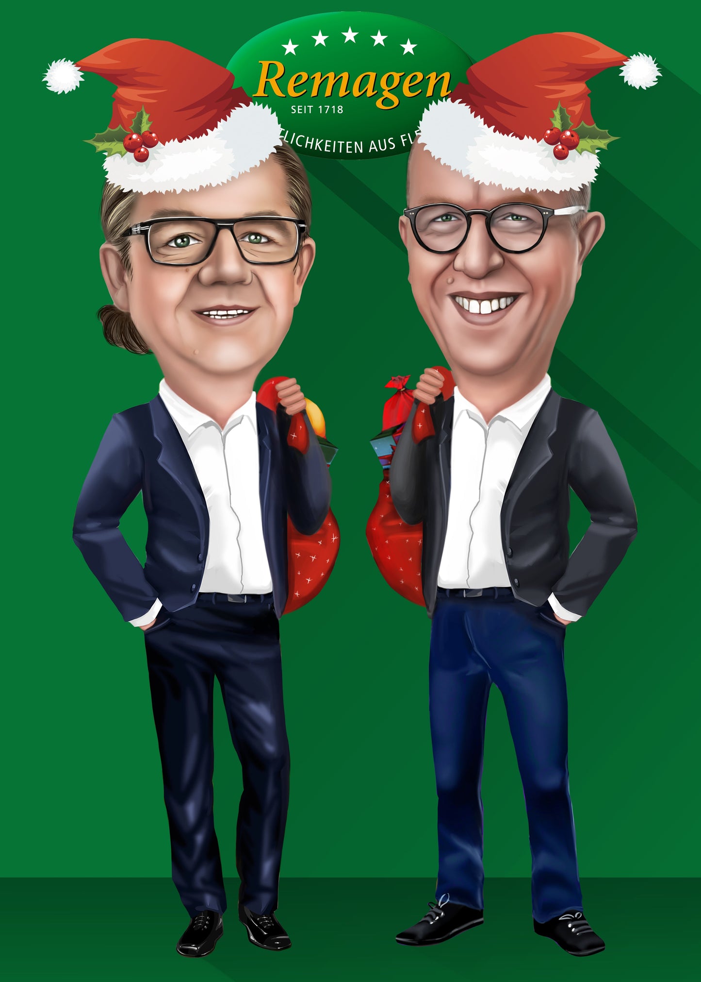 Karikatur av 2 personer (hel kropp)