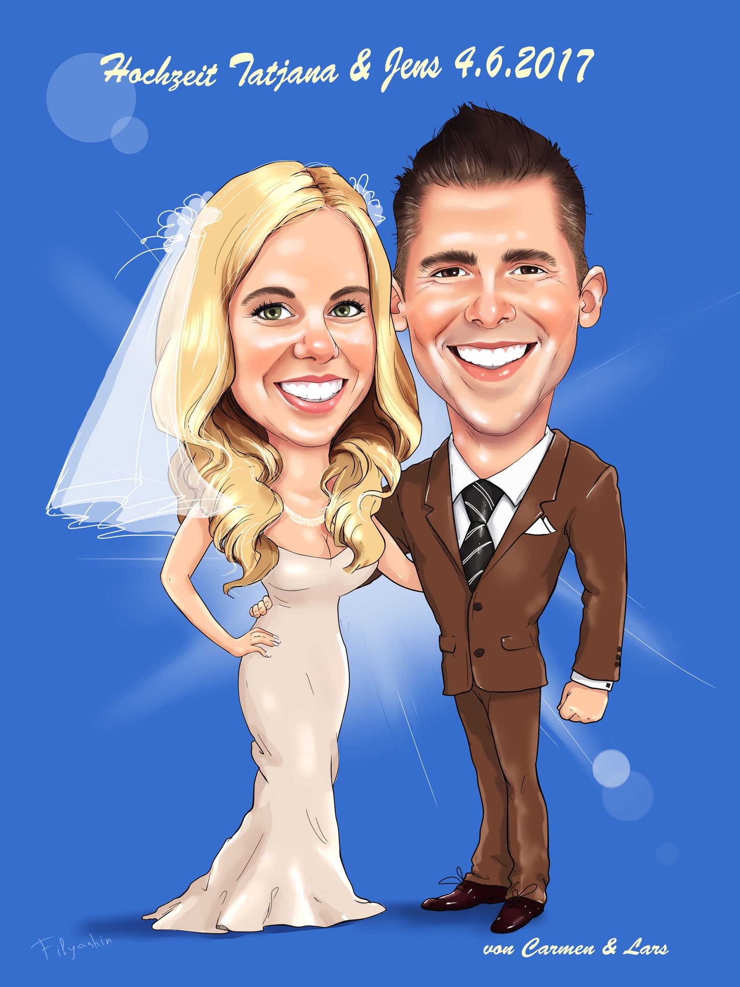 Bröllopsparkarikatyr (bröllopspresentkarikatyr)