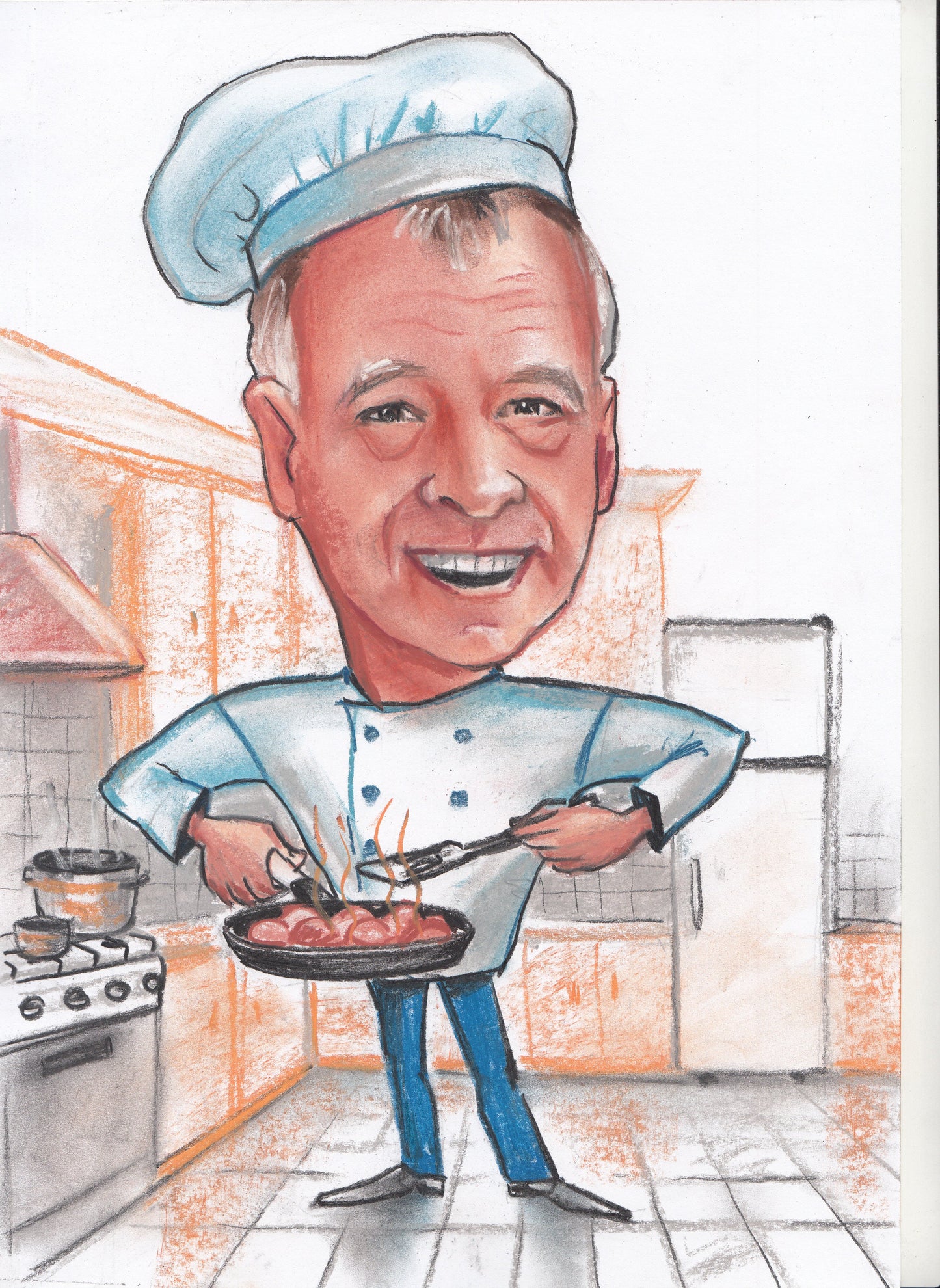 1 personne - Caricature en couleur en corps entier (crayon)