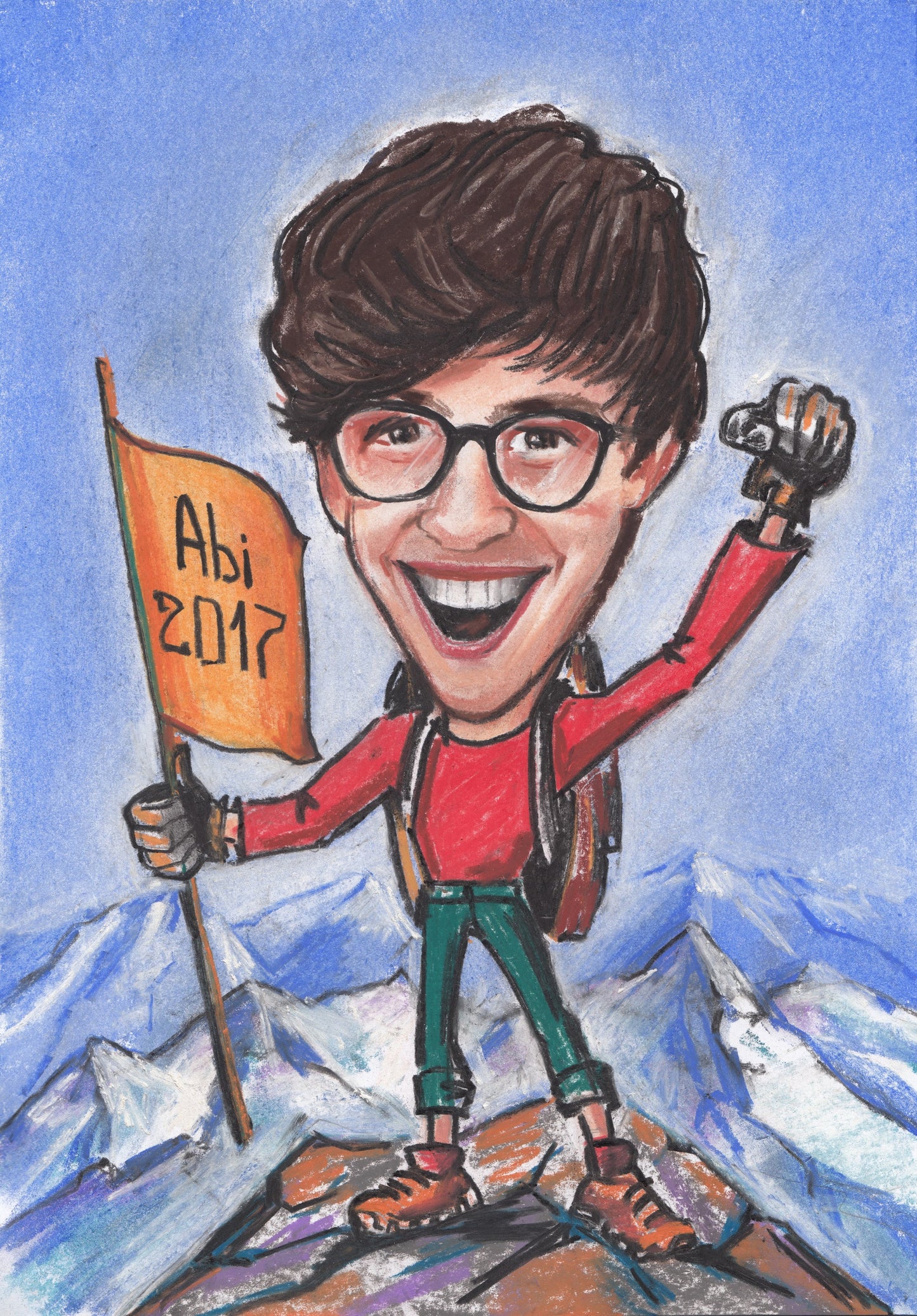 1 personne - Caricature en couleur en corps entier (crayon)