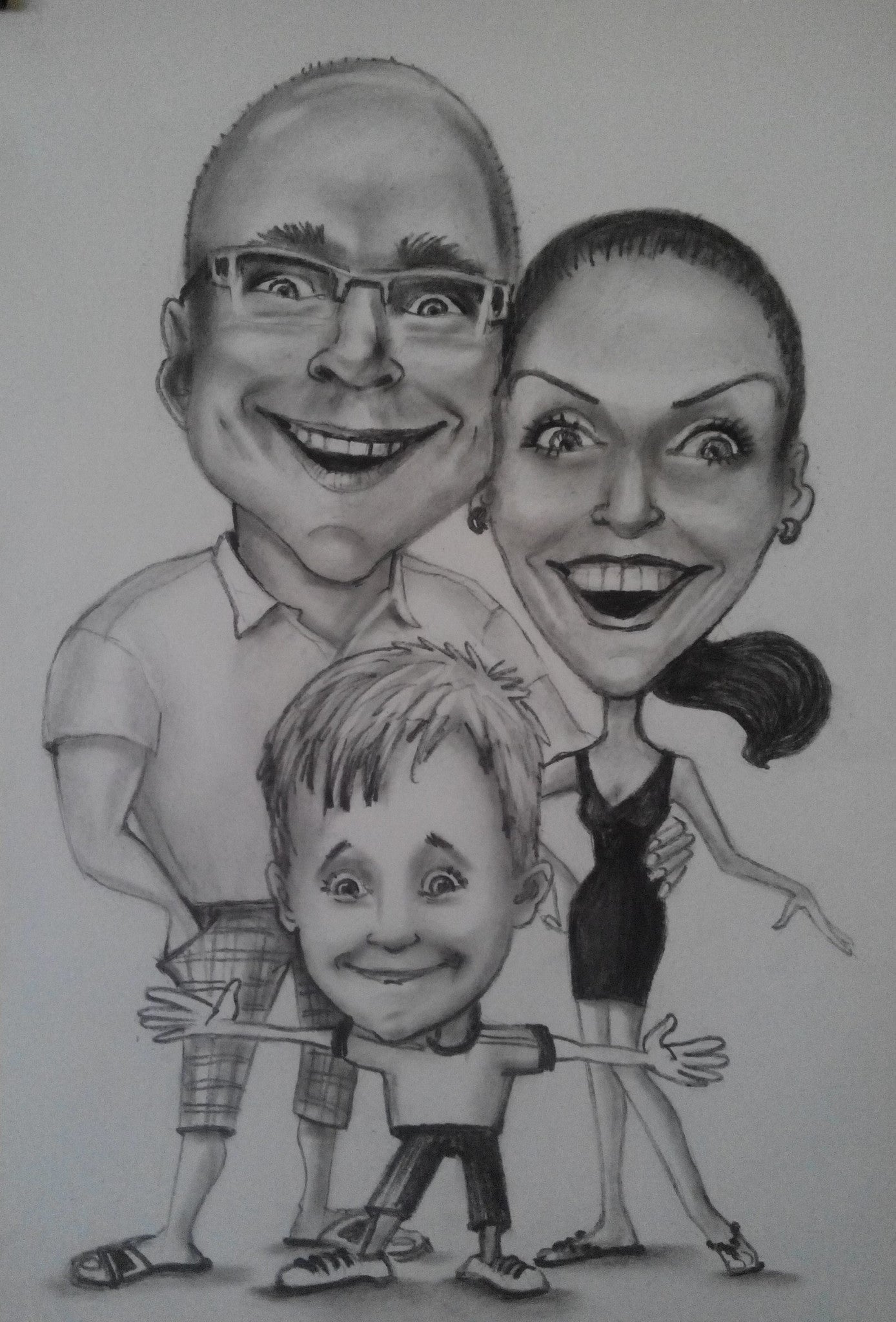 Familie - Ganzkörper-Karikatur (Bleistift) - Karikaturen-Online - 4