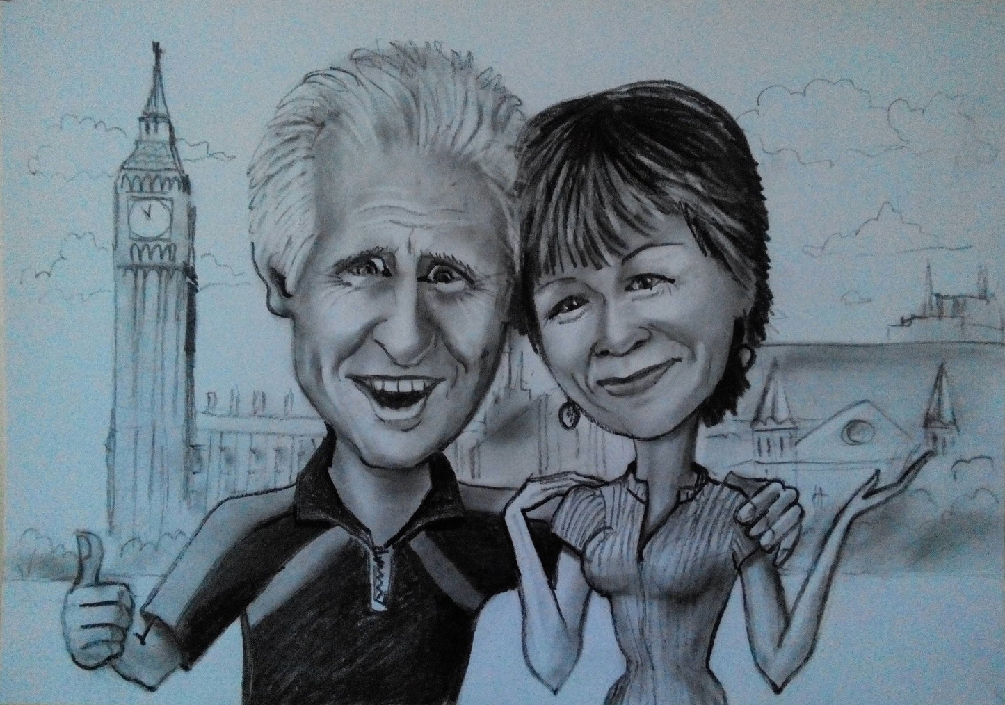 2 Personen - Portrait Karikatur mit Oberkörper (Bleistift) - Karikaturen-Online - 6