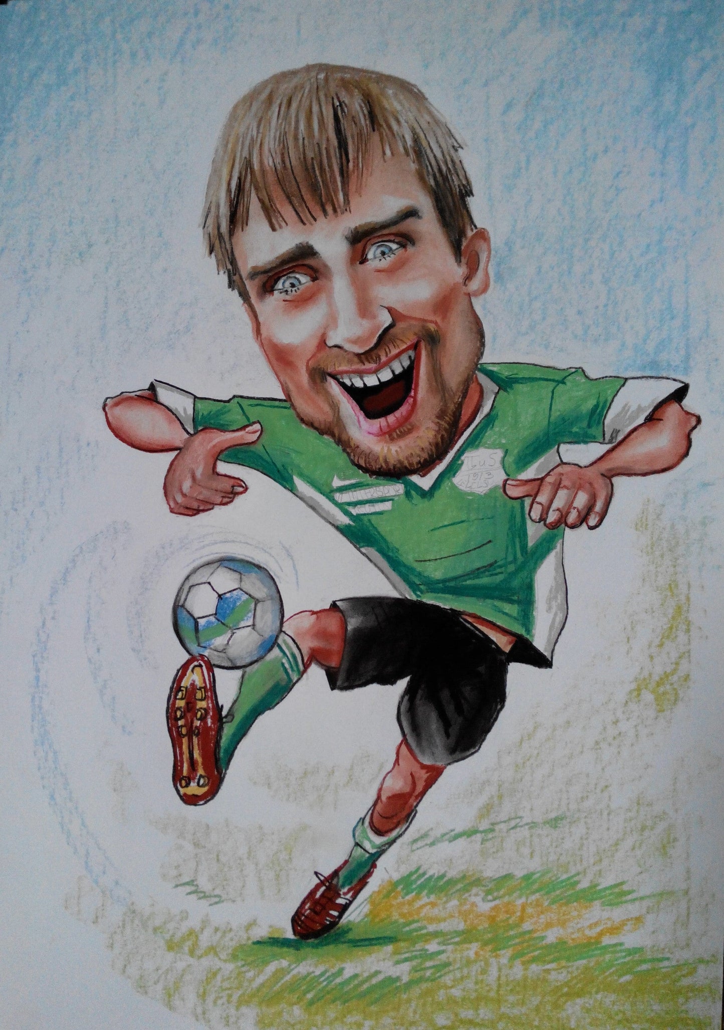 1 personne - Caricature en couleur en corps entier (crayon)