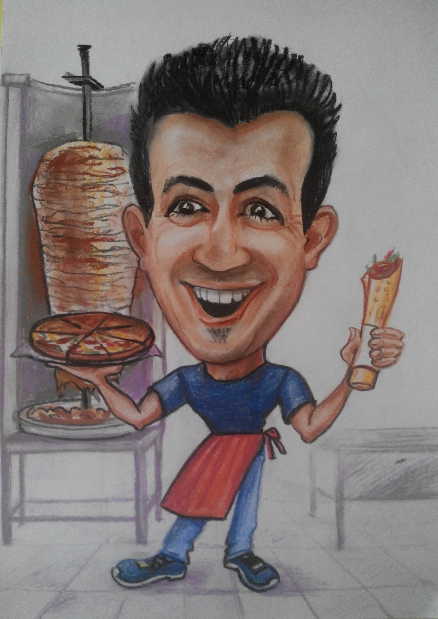 1 personne - Caricature en couleur en corps entier (crayon)