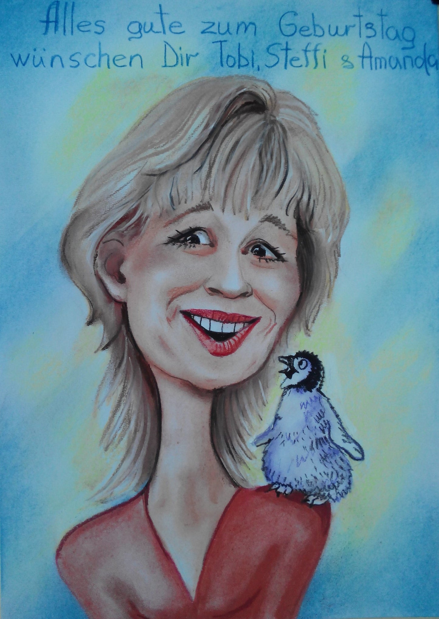 1 personne - Portrait caricatural en couleur (crayon)