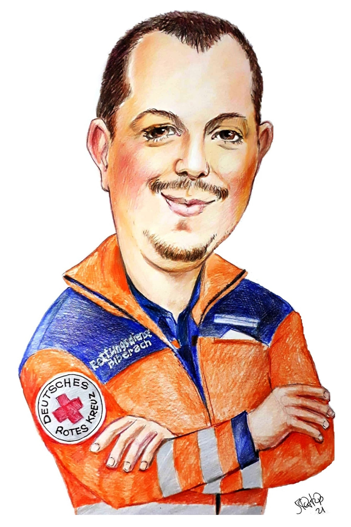 1 Persona - Caricatura a colori del ritratto con il busto (matita)