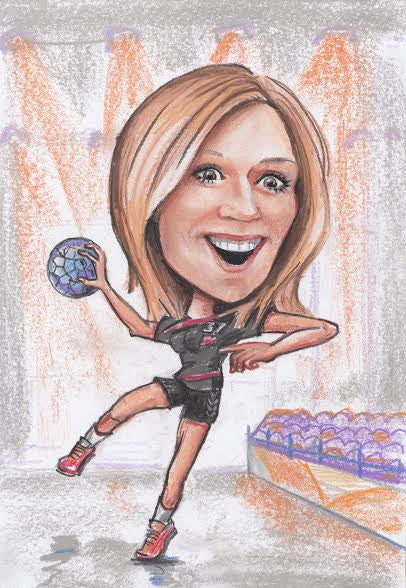 1 personne - Caricature en couleur en corps entier (crayon)