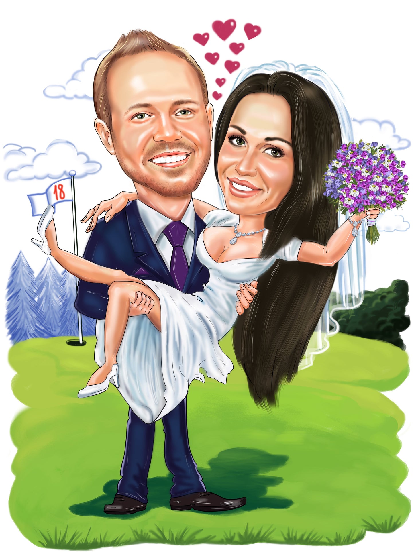 Hochzeitspaar Karikatur (Hochzeitsgeschenk Karikatur)