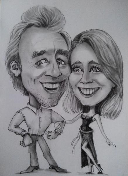 2 personen - Karikatuur van het hele lichaam (potlood)