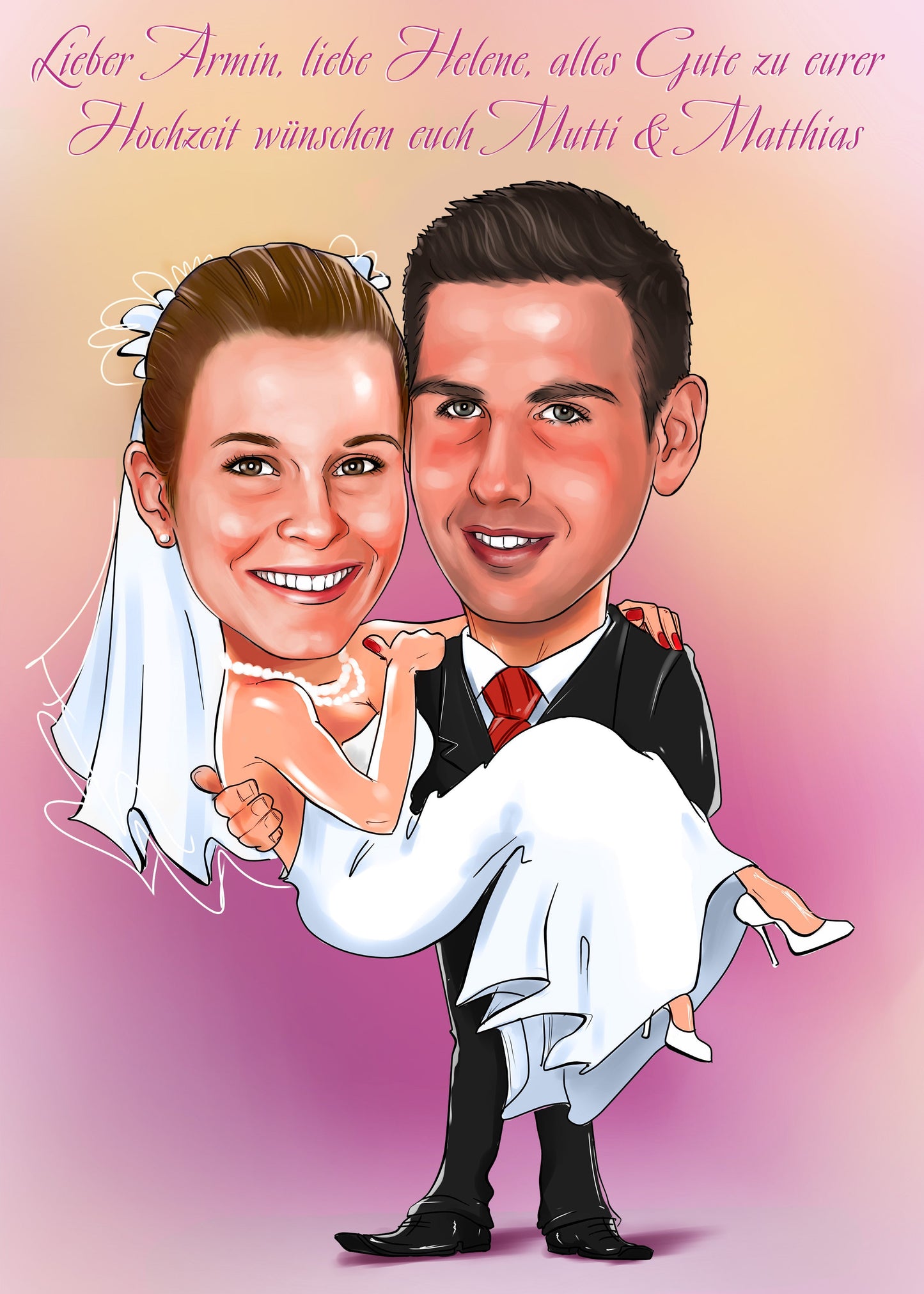 Hochzeitspaar Karikatur (Hochzeitsgeschenk Karikatur)