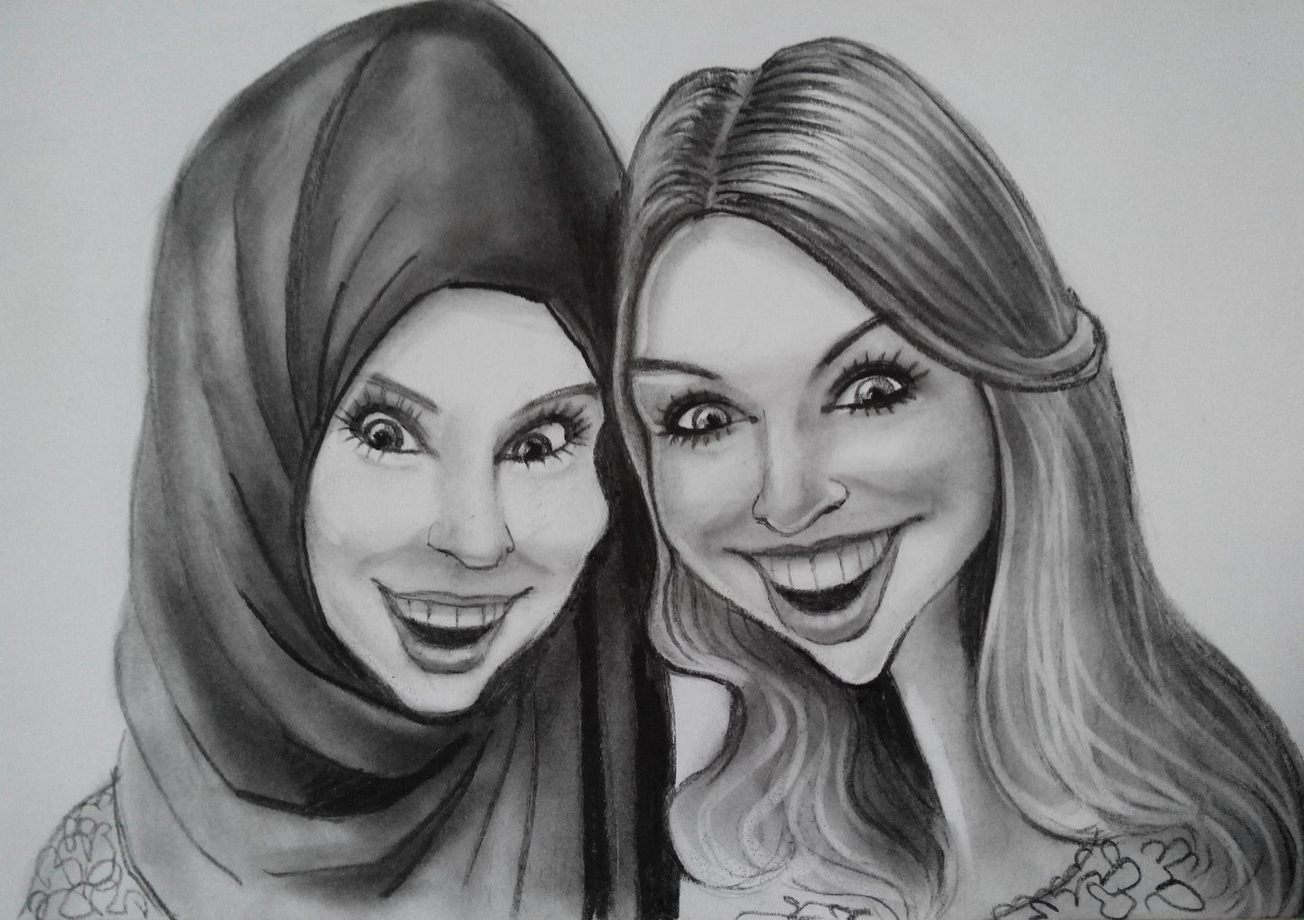 2 Personen - Portrait Karikatur (Bleistift) - Karikaturen-Online - 3