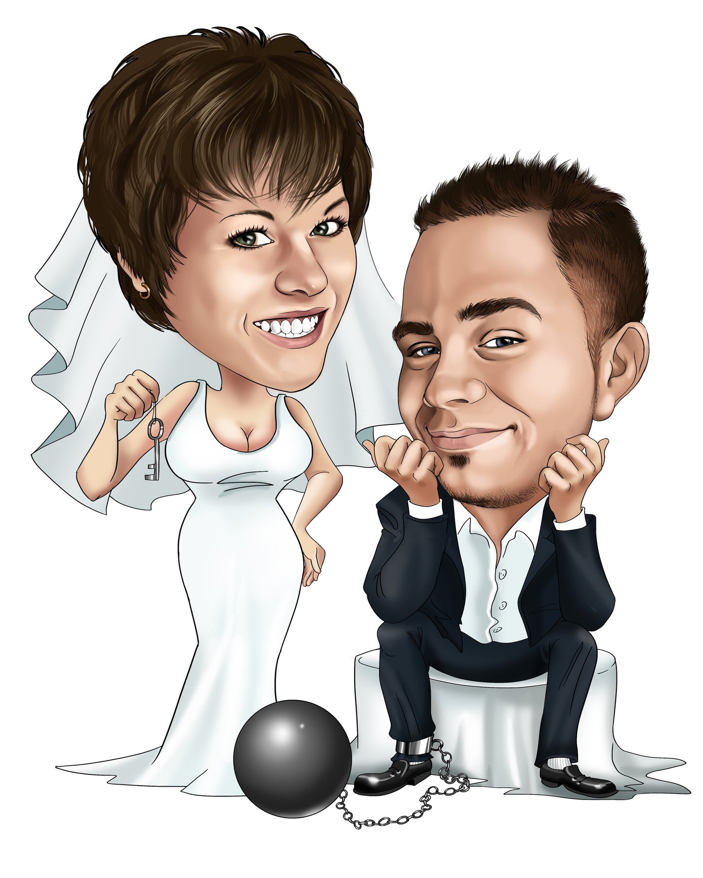 Hochzeitspaar Karikatur (Hochzeitsgeschenk Karikatur)